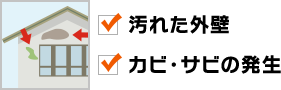 汚れた外壁 カビ・サビの発生